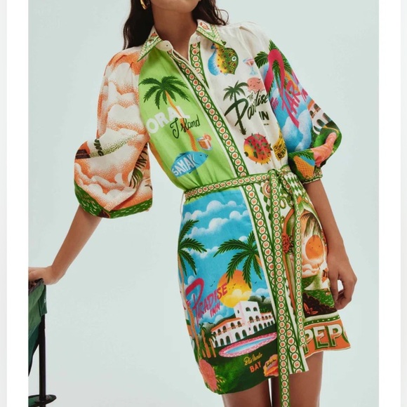 ALEMAIS Paradiso Printed Linen Mini Dress - Picture 3 of 14